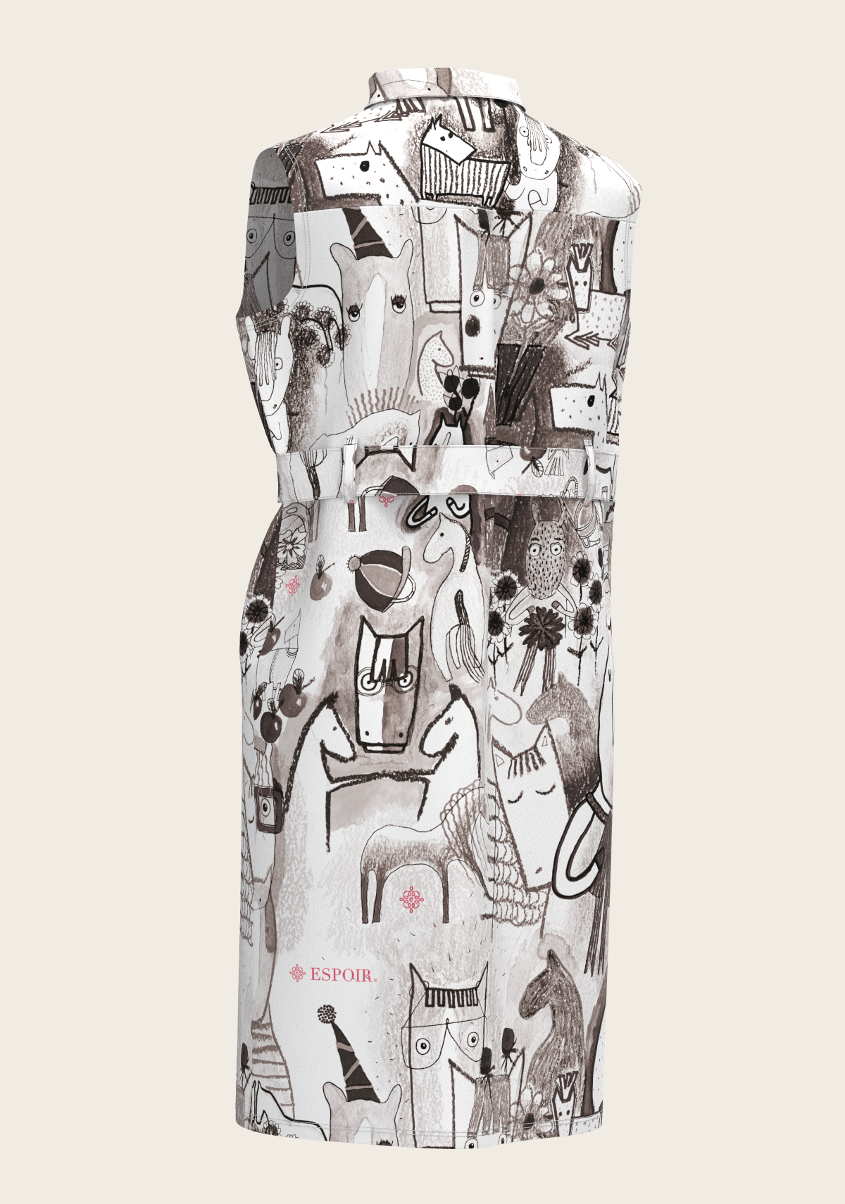 The Horse Fair Monochrome Sleeveless Shirt Dress