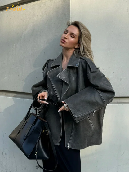 Loose Suede Jacket | Comfortable Casual Design with Zipper Pockets 1