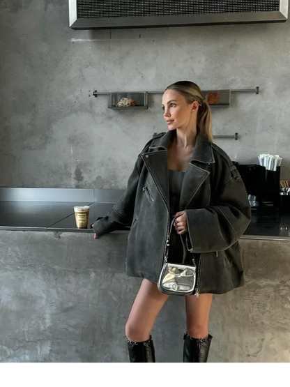 Loose Suede Jacket | Comfortable Casual Design with Zipper Pockets 3