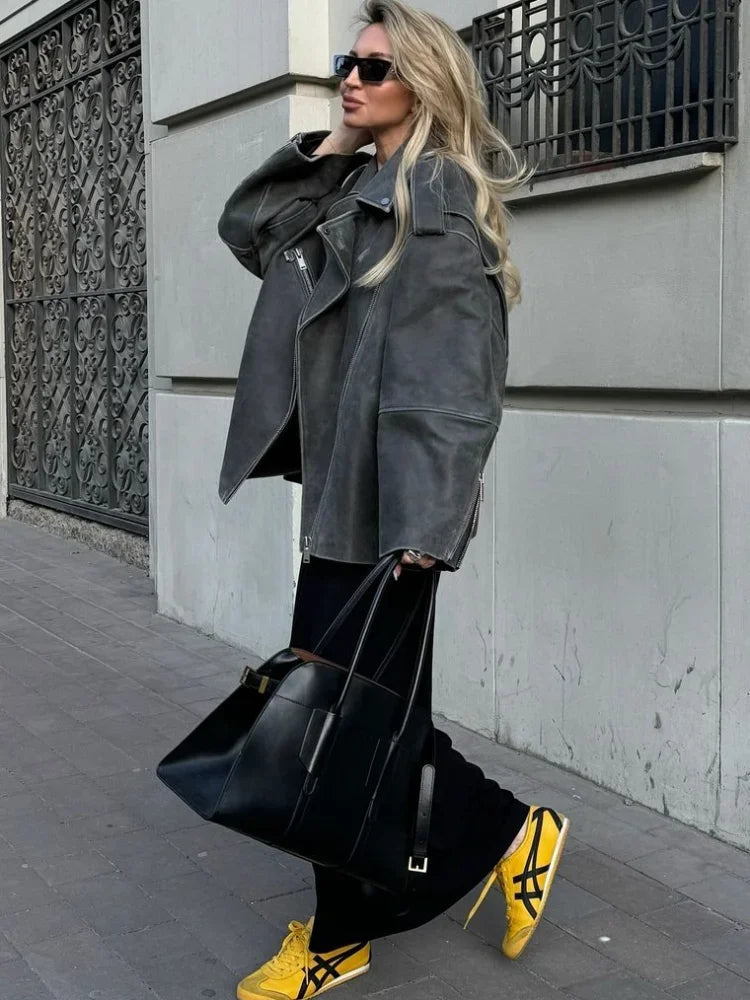 Loose Suede Jacket | Comfortable Casual Design with Zipper Pockets 4