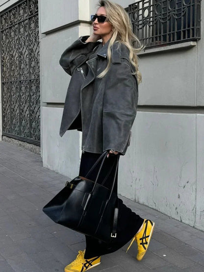 Loose Suede Jacket | Comfortable Casual Design with Zipper Pockets 4