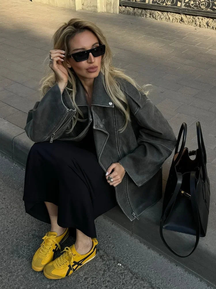 Loose Suede Jacket | Comfortable Casual Design with Zipper Pockets 5