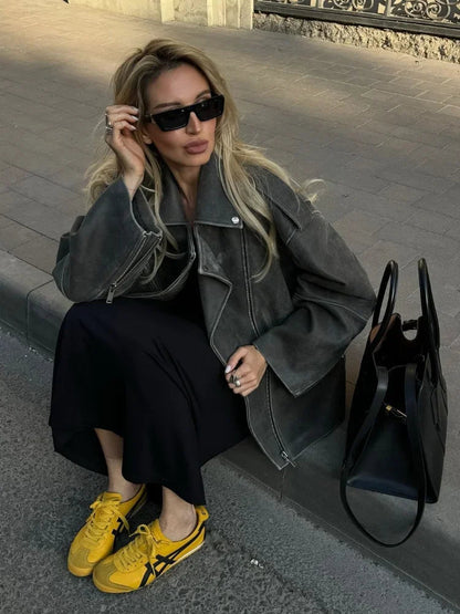 Loose Suede Jacket | Comfortable Casual Design with Zipper Pockets 5