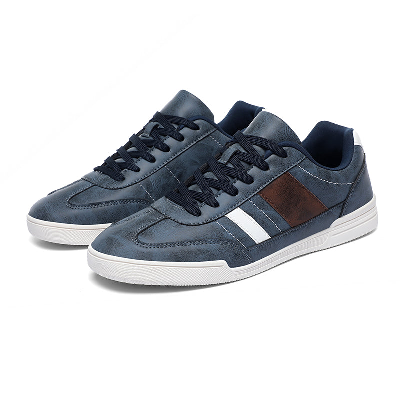 Low-Top Vegan Leather Sneakers with Rubber Sole and Contrast Stitching for Everyday Comfort 1