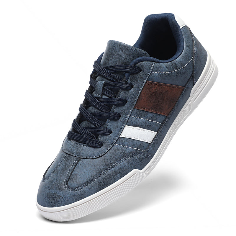 Low-Top Vegan Leather Sneakers with Rubber Sole and Contrast Stitching for Everyday Comfort 2