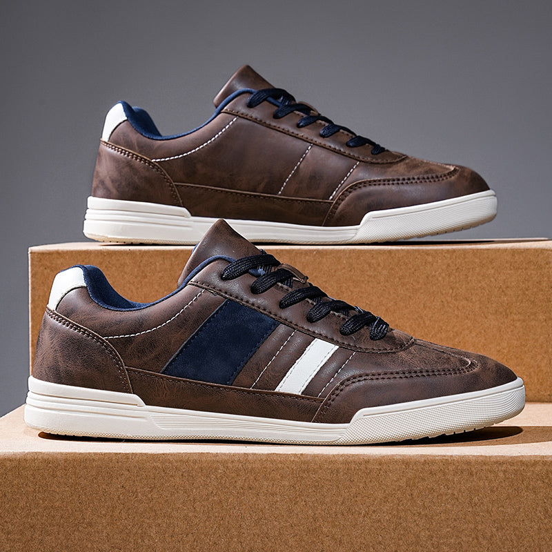 Low-Top Vegan Leather Sneakers with Rubber Sole and Contrast Stitching for Everyday Comfort 5