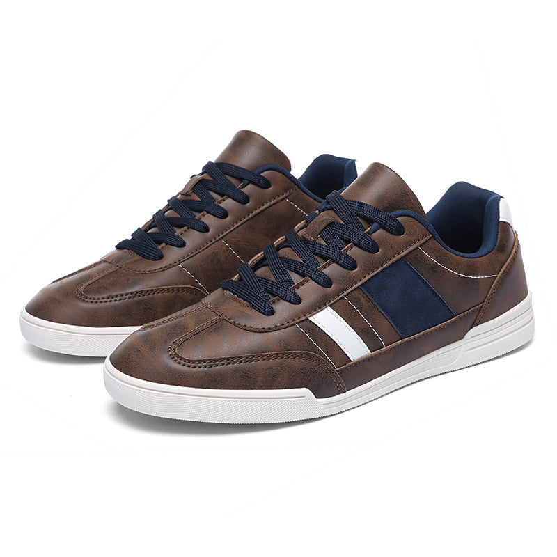 Low-Top Vegan Leather Sneakers with Rubber Sole and Contrast Stitching for Everyday Comfort 6