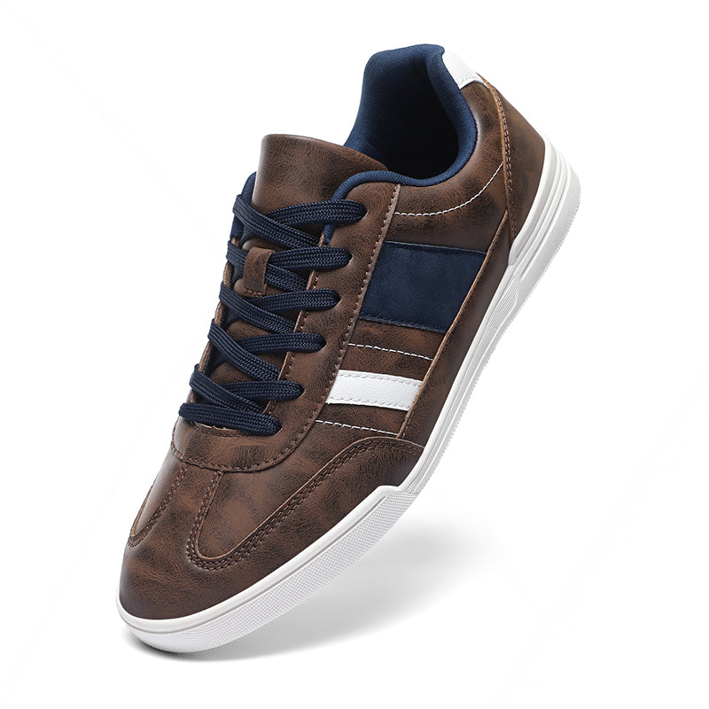 Low-Top Vegan Leather Sneakers with Rubber Sole and Contrast Stitching for Everyday Comfort 7