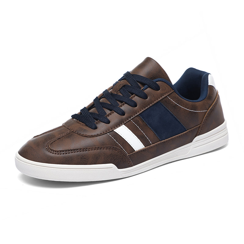 Low-Top Vegan Leather Sneakers with Rubber Sole and Contrast Stitching for Everyday Comfort 8