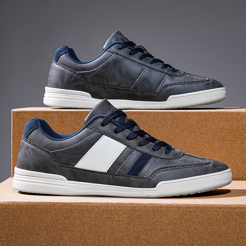 Low-Top Vegan Leather Sneakers with Rubber Sole and Contrast Stitching for Everyday Comfort 9