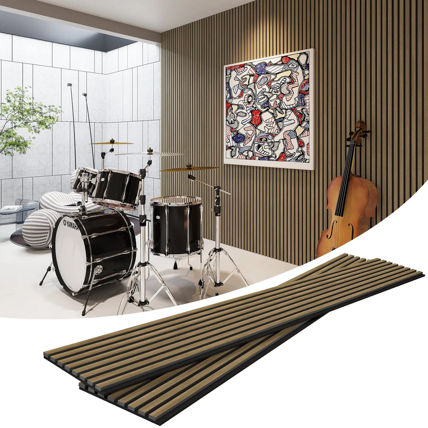 Pannelli da parete in legno a doghe acustiche MDF
