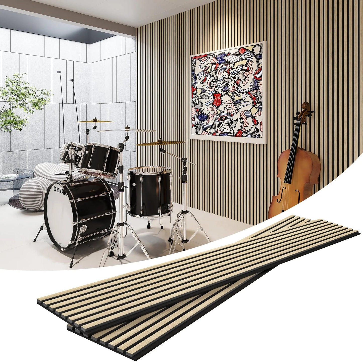 Pannelli da parete in legno a doghe acustiche MDF