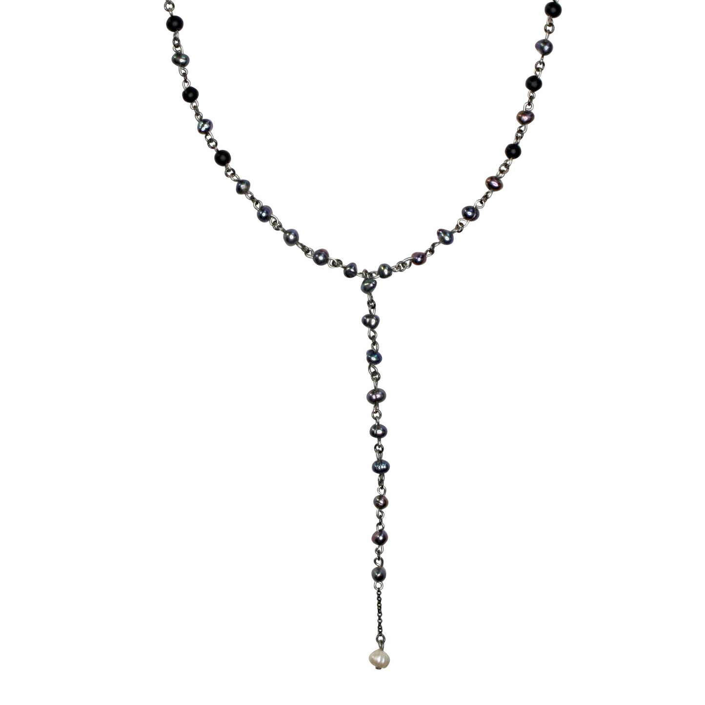 Czarny perłowy łańcuch lariat
