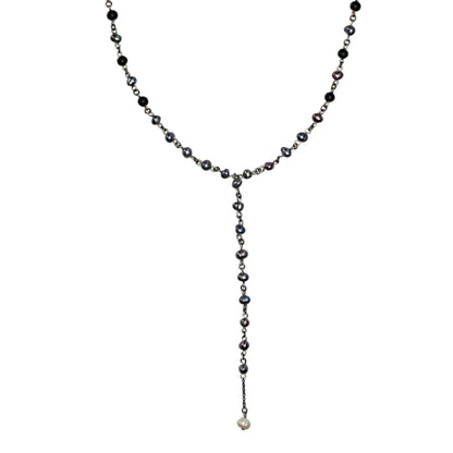 Czarny perłowy łańcuch lariat