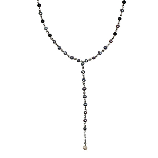 Czarny perłowy łańcuch lariat