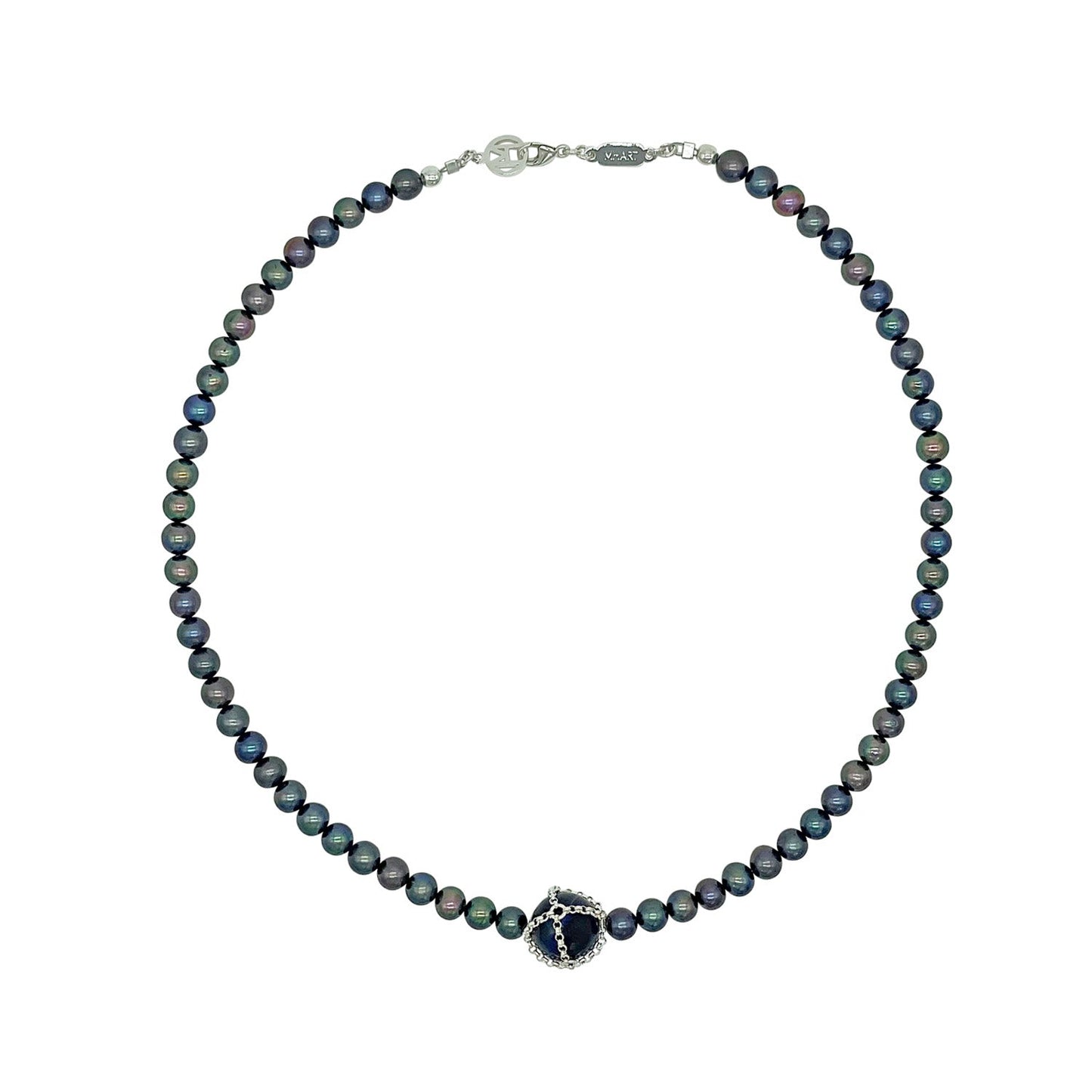 Czarny Perła + Niebieskie Tygrysie Oko Choker
