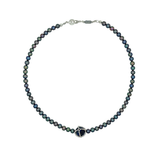 Czarny Perła + Niebieskie Tygrysie Oko Choker