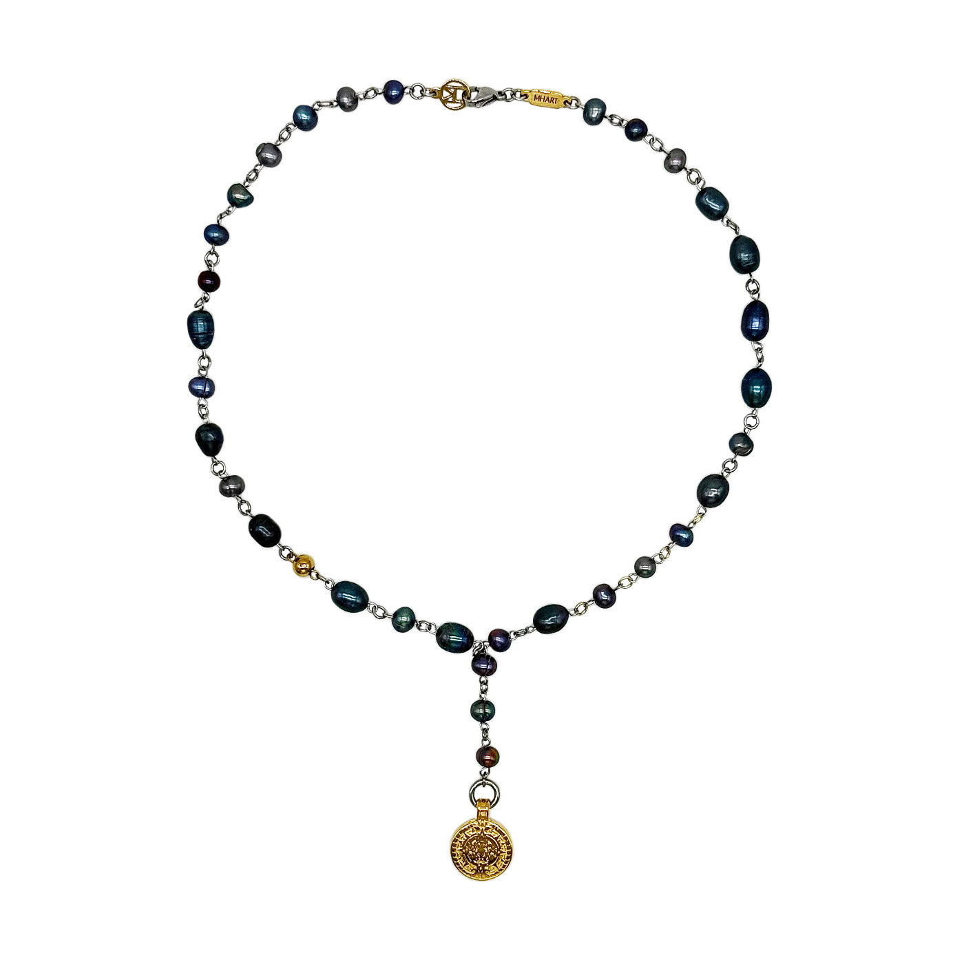 Luna Noir Moneta Perłowy Lariat