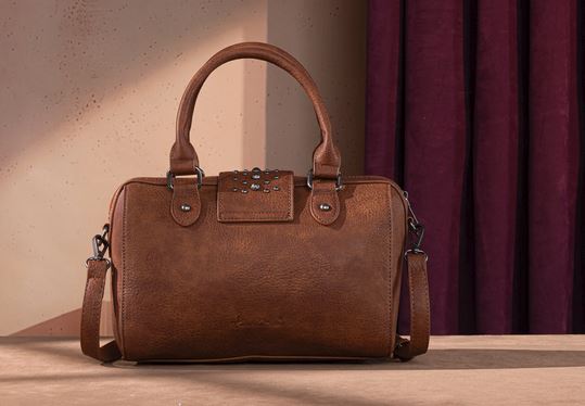 Rustic Charm Tooled Barrel Satchel & Crossbody Purse