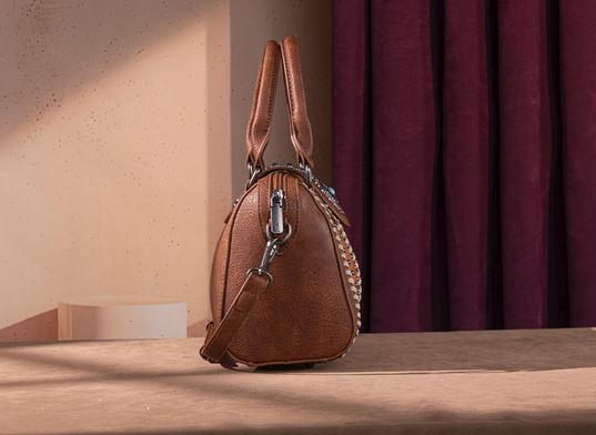 Rustic Charm Tooled Barrel Satchel & Crossbody Purse