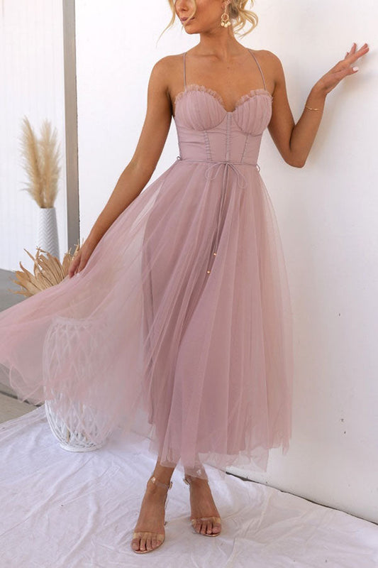 Maxi Dress | Elegant Flowy Chiffon Gown with Sleeveless Design 0