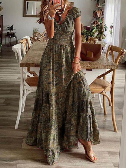 Maxi Dress | Lightweight Boho Style with Smocked Bodice and Puff Sleeves 3