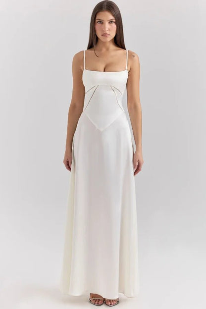 Maxi Dress | Silky Satin Corset Design with Lace-Up Back 10