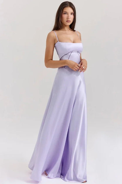 Maxi Dress | Silky Satin Corset Design with Lace-Up Back 11