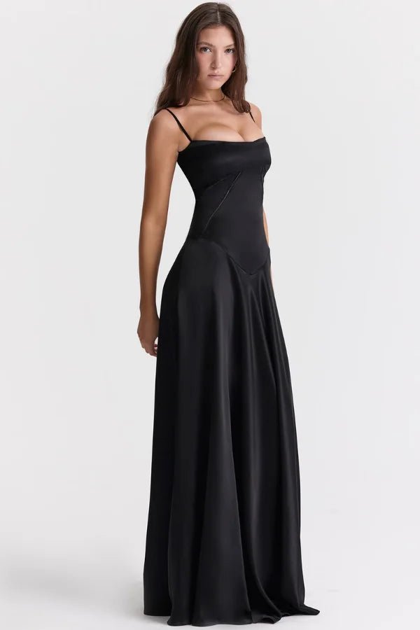 Maxi Dress | Silky Satin Corset Design with Lace-Up Back 5