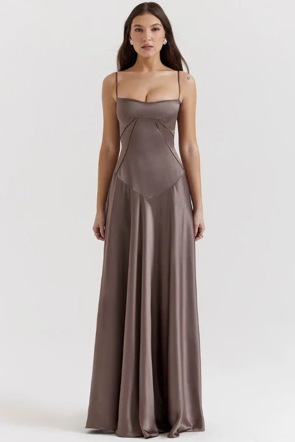 Maxi Dress | Silky Satin Corset Design with Lace-Up Back 9