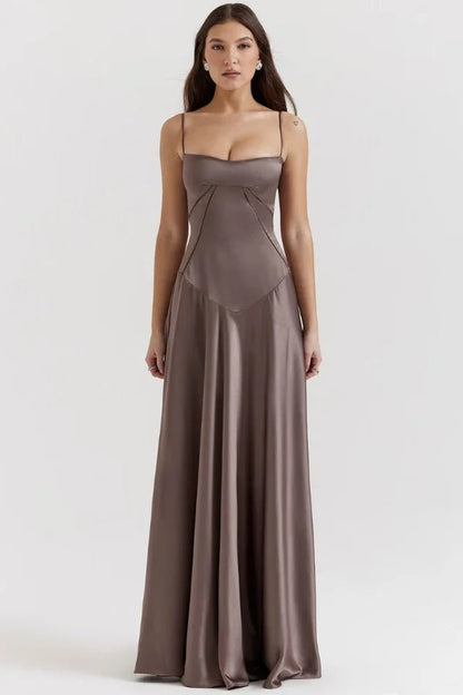 Maxi Dress | Silky Satin Corset Design with Lace-Up Back 9