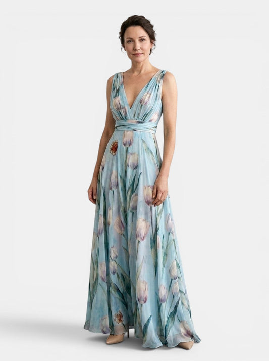 Maxi Dress | V-Neck Wrap Design with Adjustable Tie 0