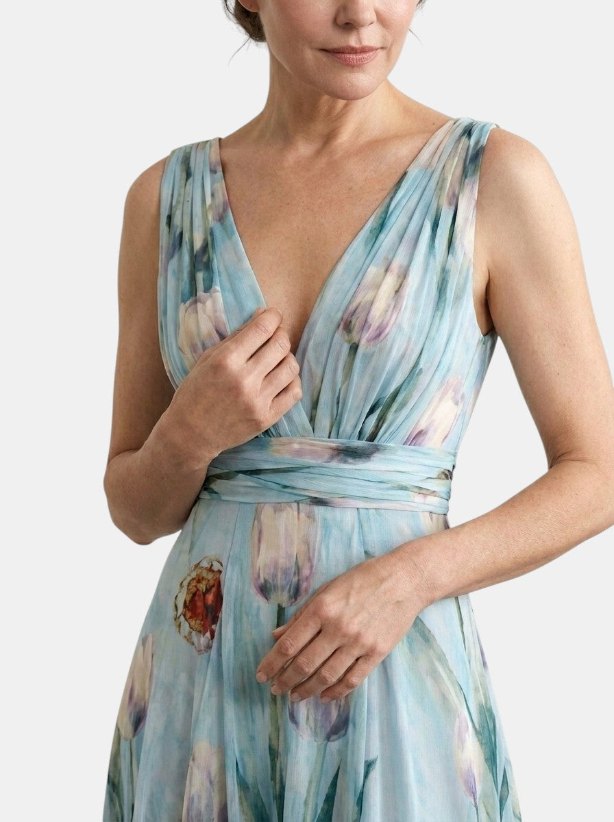 Maxi Dress | V-Neck Wrap Design with Adjustable Tie 2
