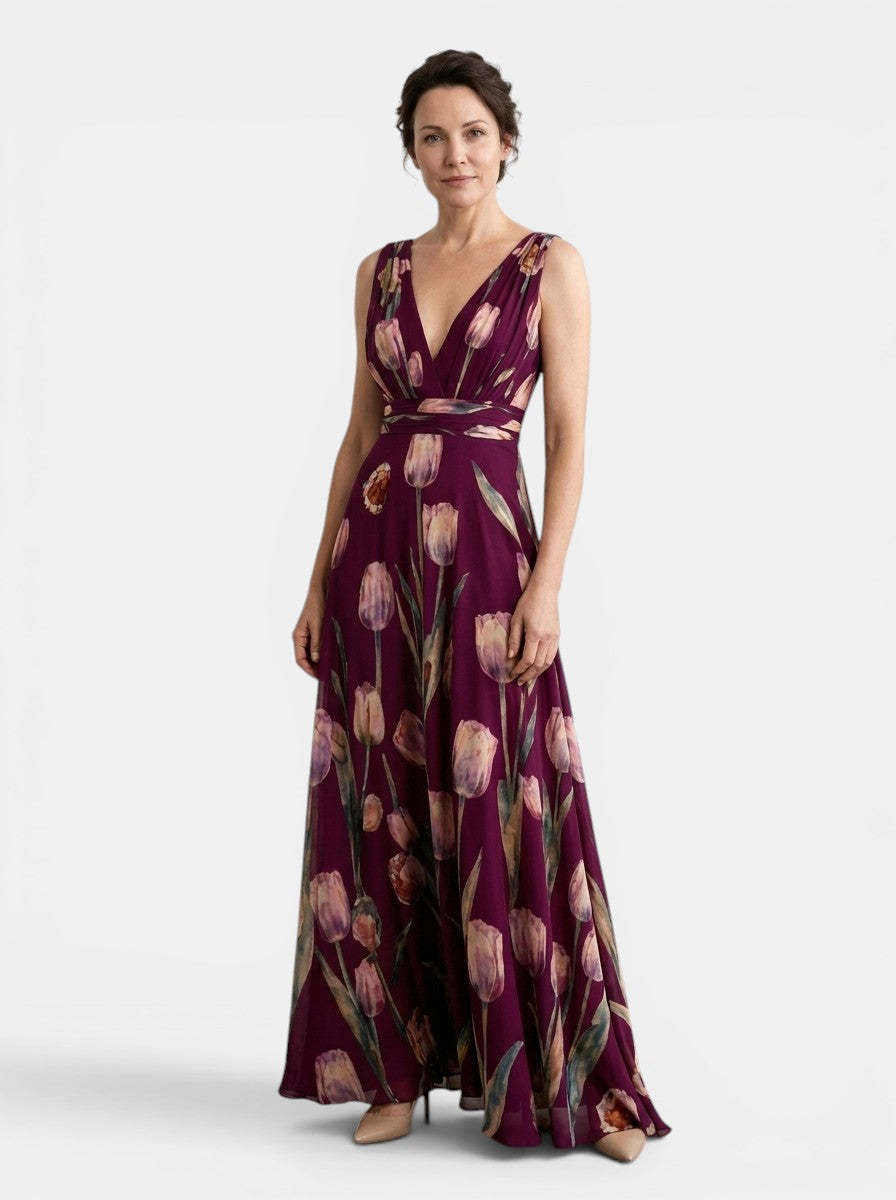 Maxi Dress | V-Neck Wrap Design with Adjustable Tie 3