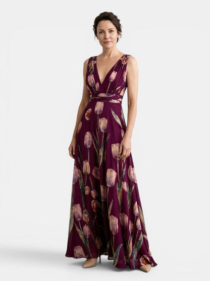 Maxi Dress | V-Neck Wrap Design with Adjustable Tie 3