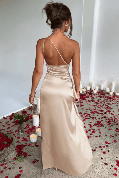 Maxi Gown | Elegant One-Shoulder Design with Thigh-High Split for Wedding Guest Dresses 5