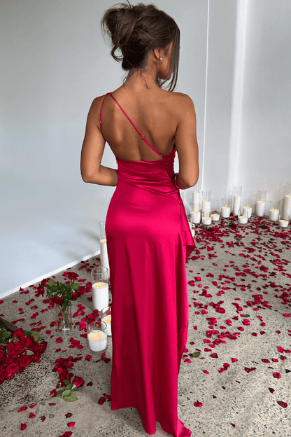 Maxi Gown | Elegant One-Shoulder Design with Thigh-High Split for Wedding Guest Dresses 6