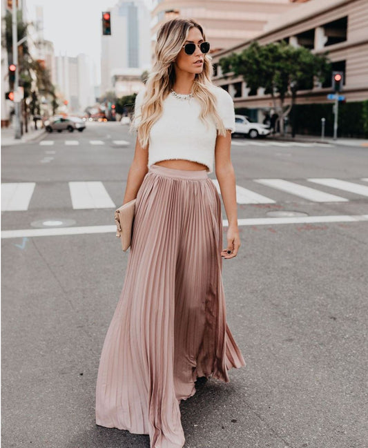 Maxi Skirt | High Waist Pleated Design for Effortless Elegance 0