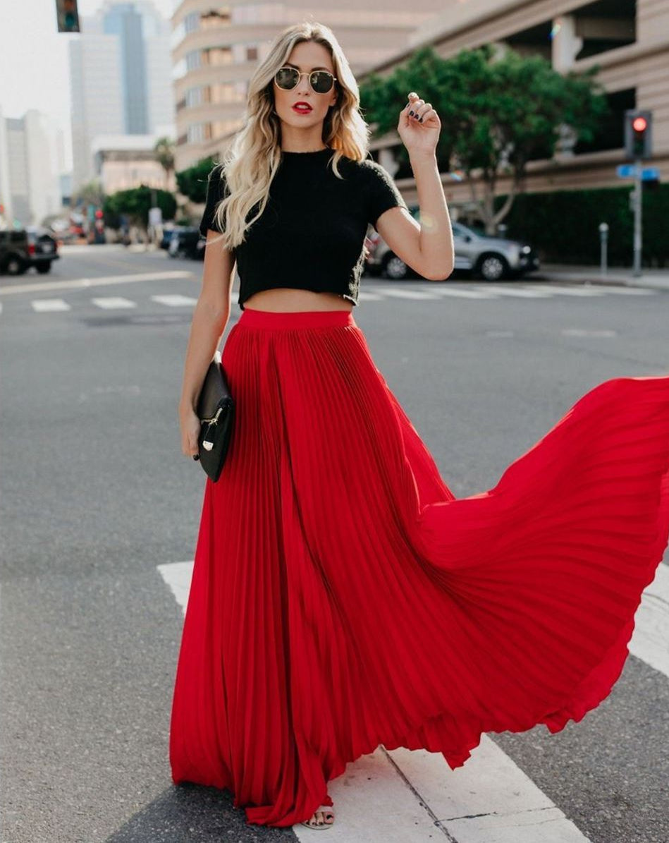 Maxi Skirt | High Waist Pleated Design for Effortless Elegance 1