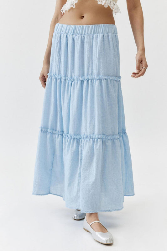 Maxi Skirt | Lightweight Cotton Linen with Tiered Flowy Design 0