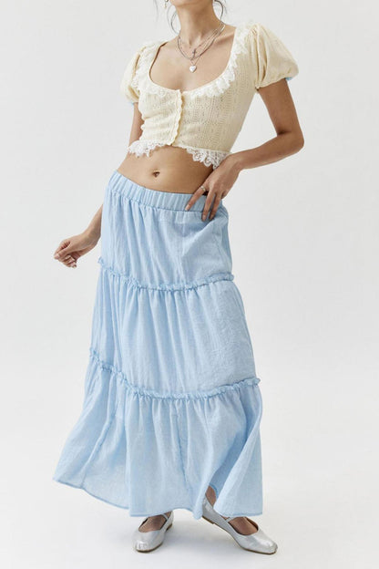 Maxi Skirt | Lightweight Cotton Linen with Tiered Flowy Design 1