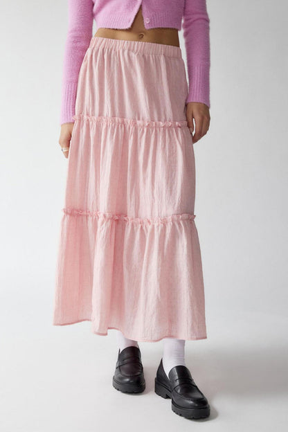 Maxi Skirt | Lightweight Cotton Linen with Tiered Flowy Design 10