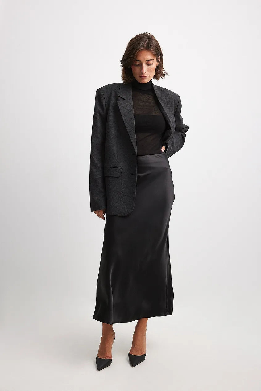 Maxi Skirt | Sleek Satin A-Line Design for Elegant Occasions 1