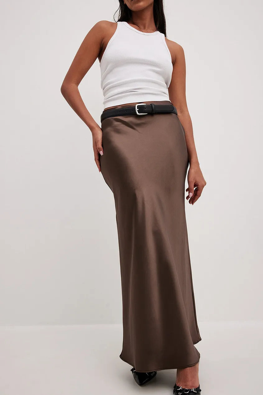 Maxi Skirt | Sleek Satin A-Line Design for Elegant Occasions 10