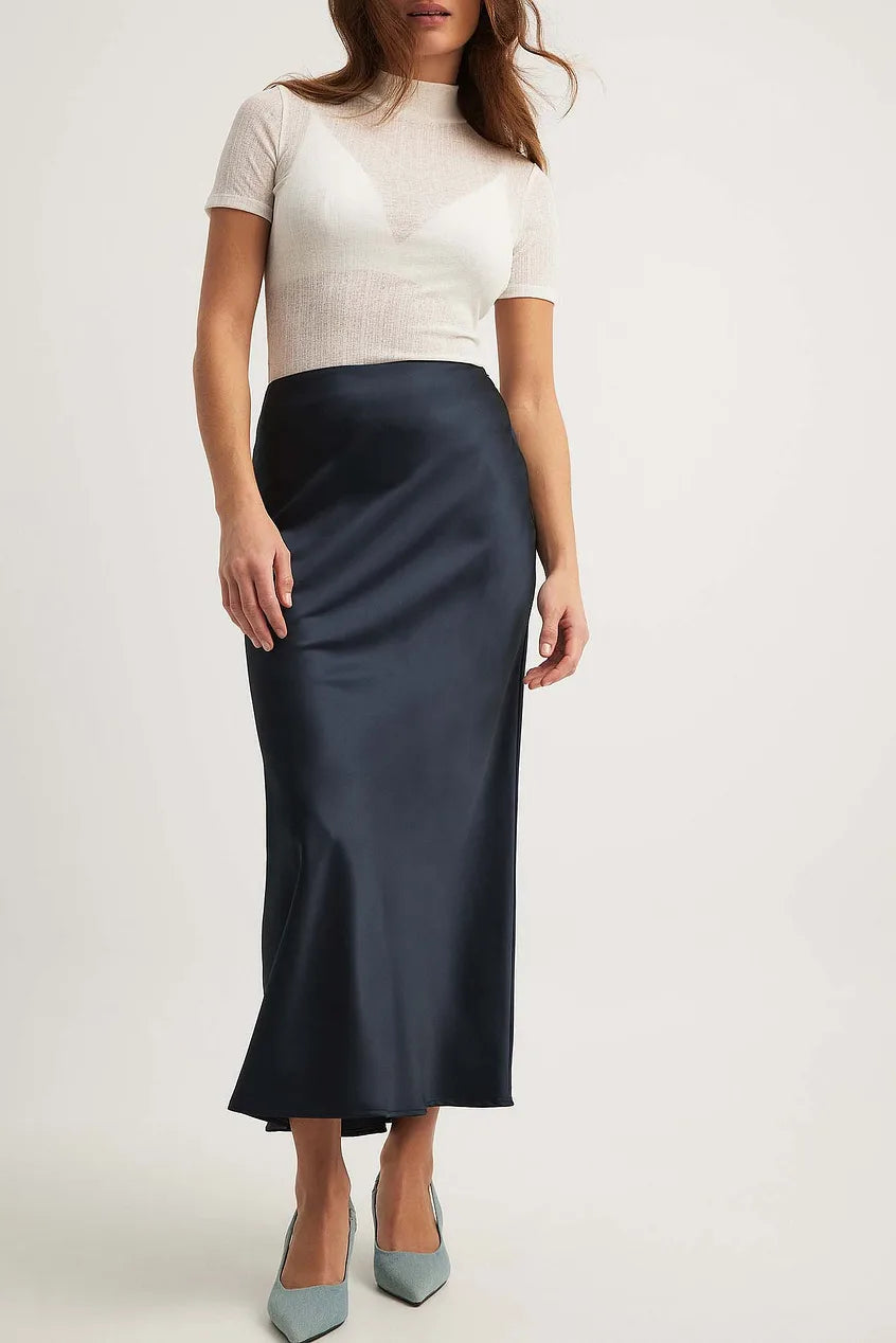 Maxi Skirt | Sleek Satin A-Line Design for Elegant Occasions 9