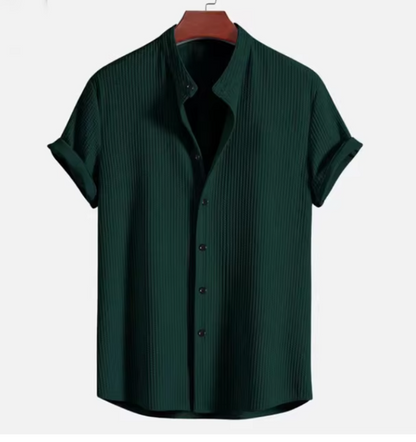 Men's Casual Button Down Shirt | Lightweight Cotton Blend with Modern Stand Collar 2
