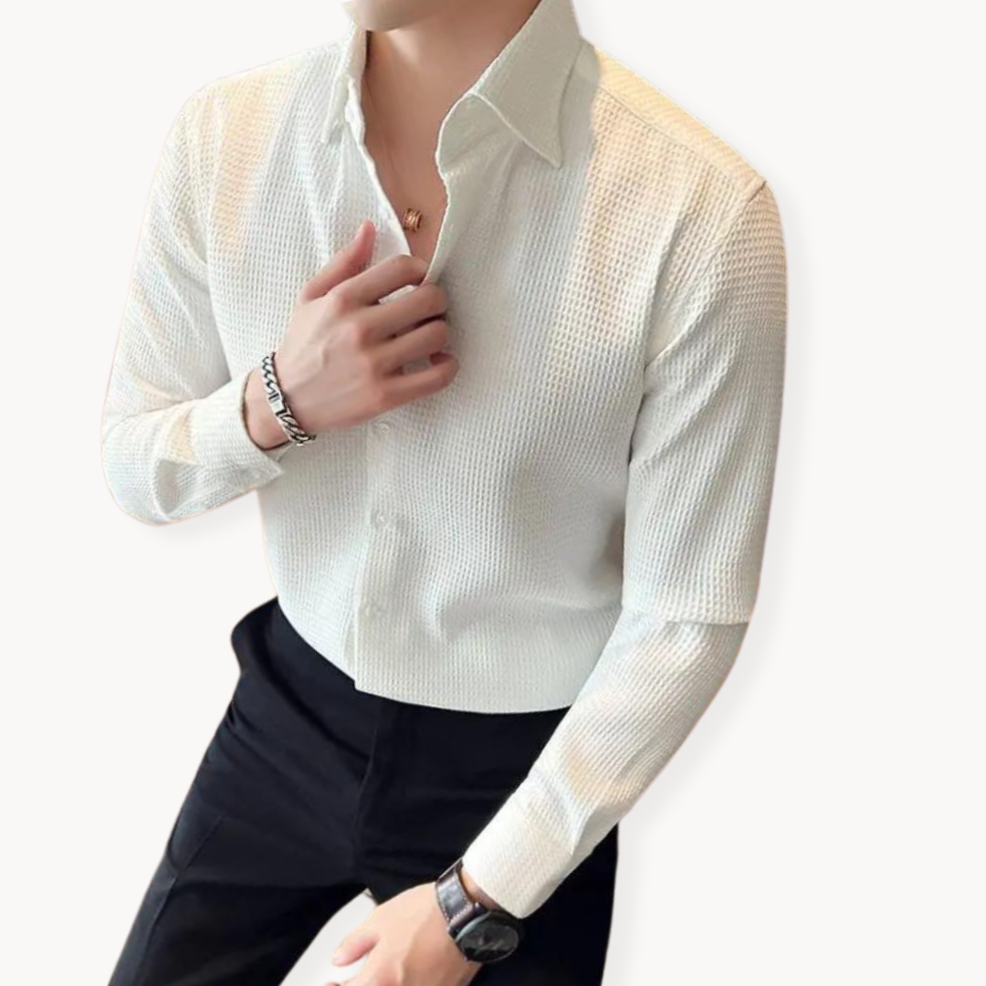 Men's Dress Shirt | Honeycomb Tailored Fit with Classic Collar 2