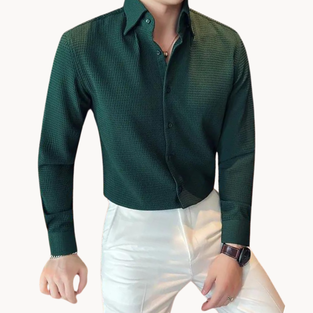 Men's Dress Shirt | Honeycomb Tailored Fit with Classic Collar 3