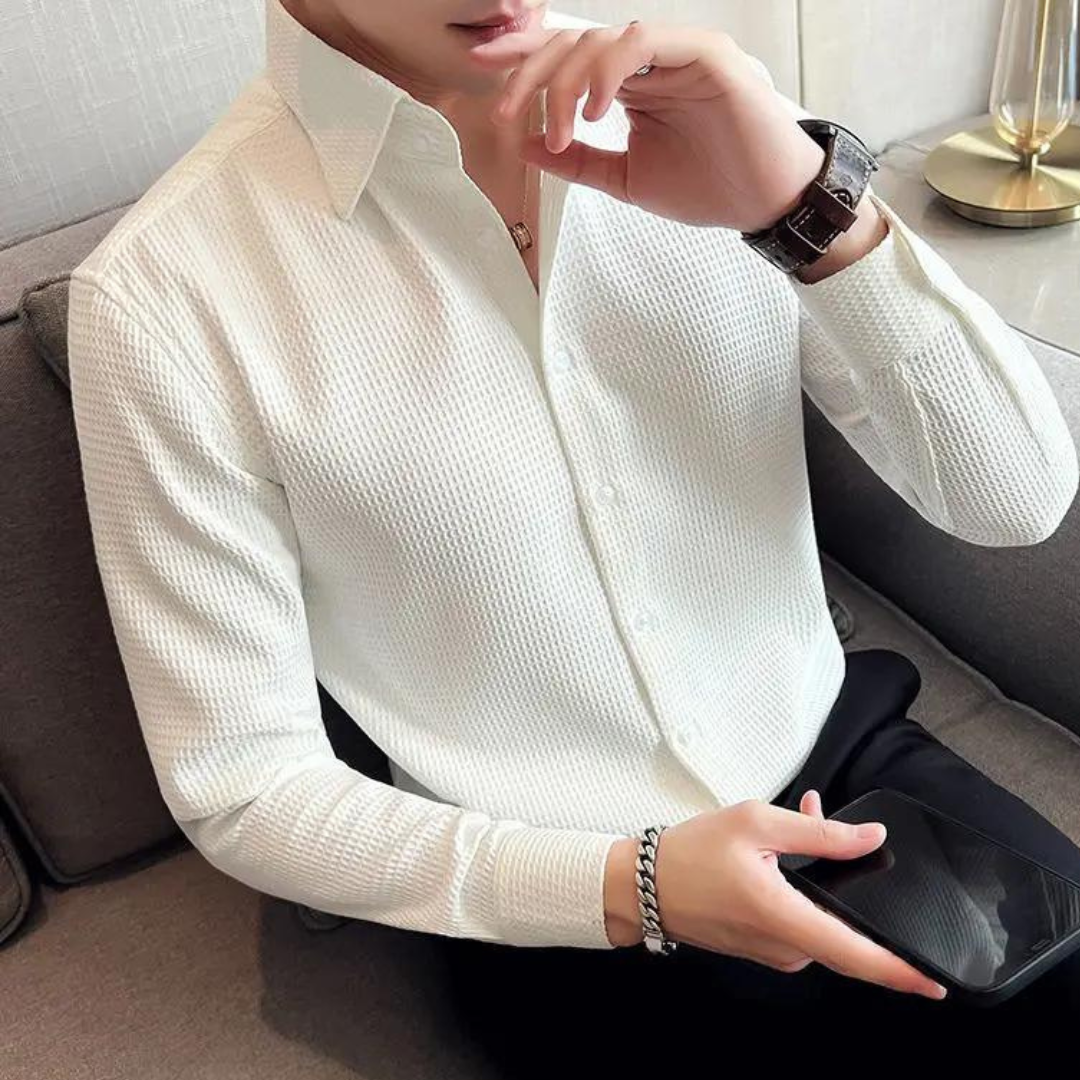 Men's Dress Shirt | Honeycomb Tailored Fit with Classic Collar 4