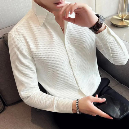 Men's Dress Shirt | Honeycomb Tailored Fit with Classic Collar 4